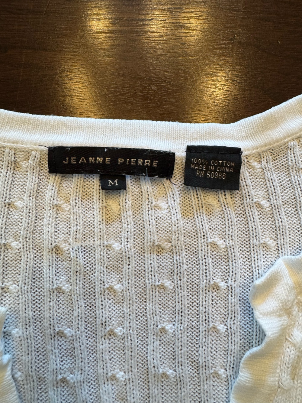 JEANNE PIERRE Cream Cable Knit Scoop Neck Sweater - Picture 3 of 5